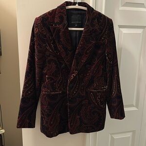 Women's Velvet Blazer Banana Republic colorful paisley print size 6